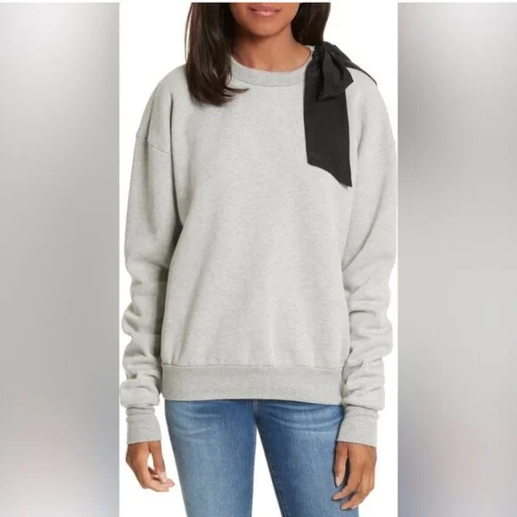 Frame Denim Bow Sweatshirt Crew Neck Pullover Casual NWT Size XS - Picture 4 of 13